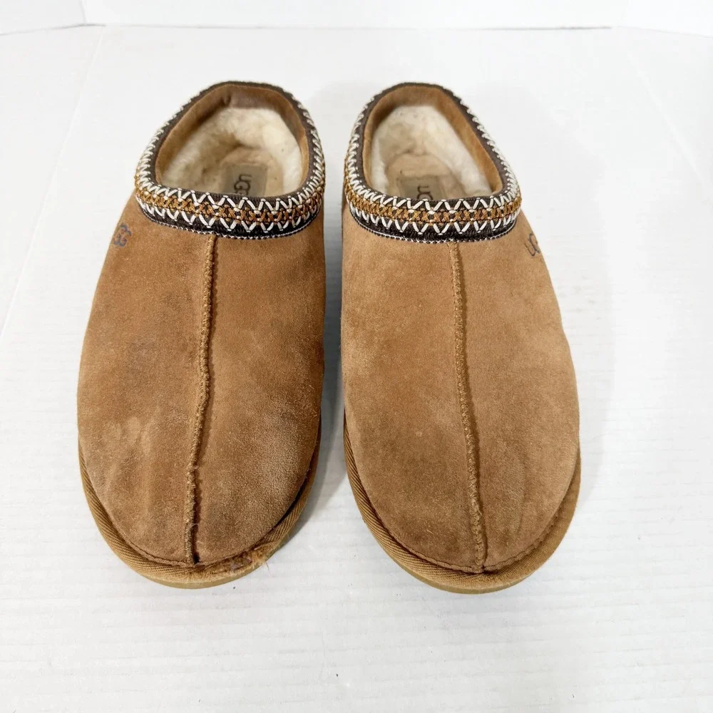 UGG Mens Tasman Suede Chestnut Shearling Clog Mule Cozy Slipper Size 11